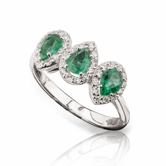 Anello Trilogy Fancy Smeraldi