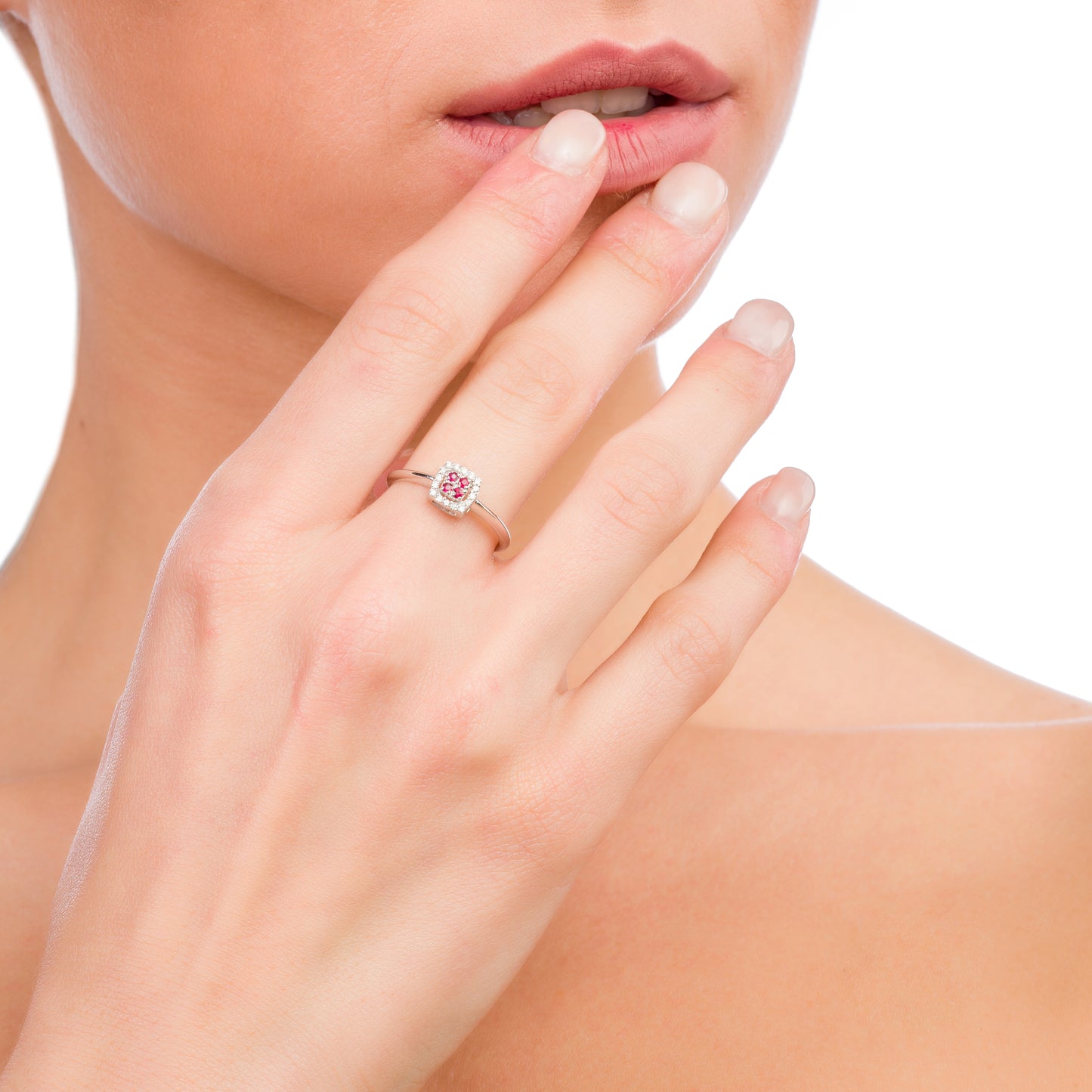 Anello Chic Rubini Quadrato