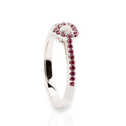 Anello Fancy Rubini e Diamante Cuore