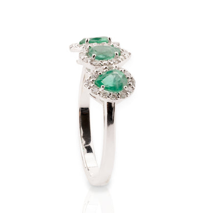 Anello Trilogy Fancy Smeraldi