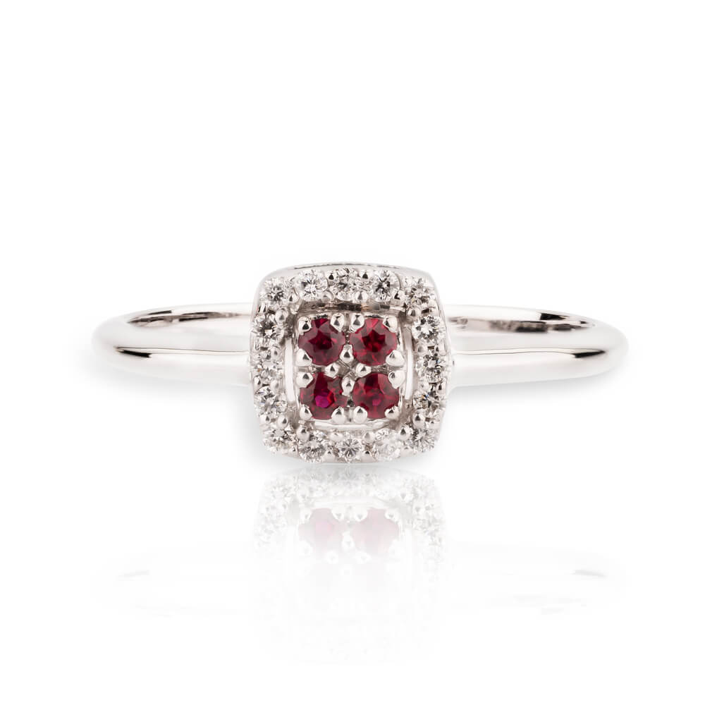 Anello Chic Rubini Quadrato