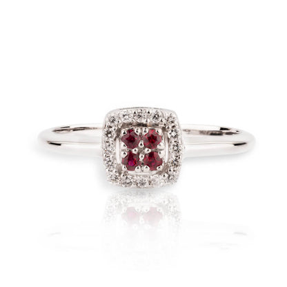 Anello Chic Rubini Quadrato