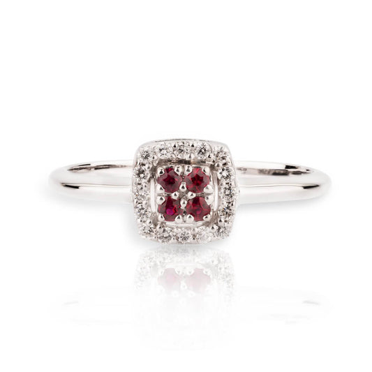 Anello Chic Rubini Quadrato