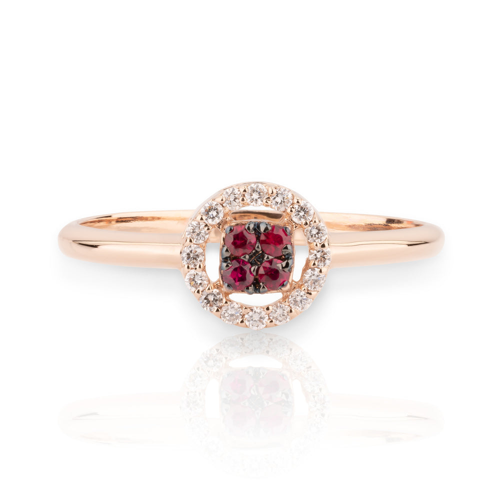 Anello Chic Rubini Rotondo