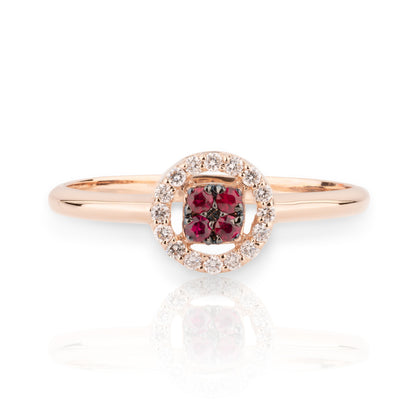 Anello Chic Rubini Rotondo