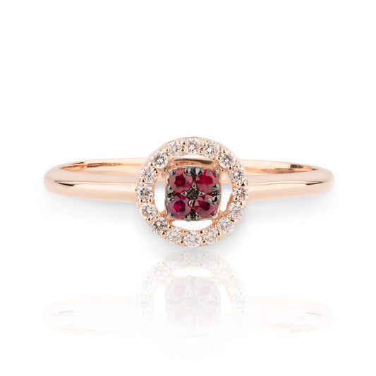 Anello Chic Rubini Rotondo