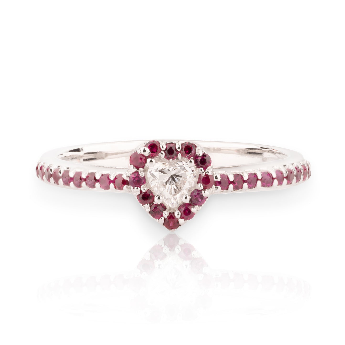 Anello Fancy Rubini e Diamante Cuore