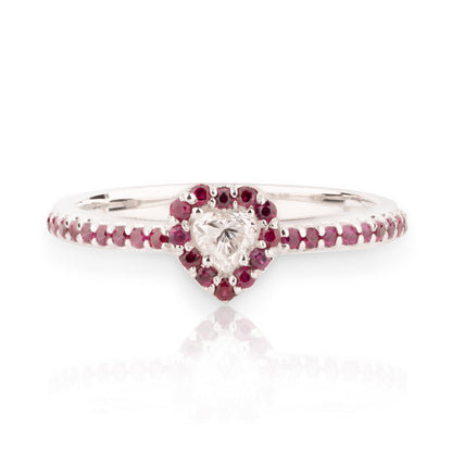 Anello Fancy Rubini e Diamante Cuore