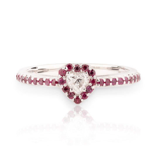 Anello Fancy Rubini e Diamante Cuore