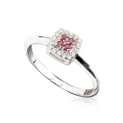 Anello Chic Rubini Quadrato