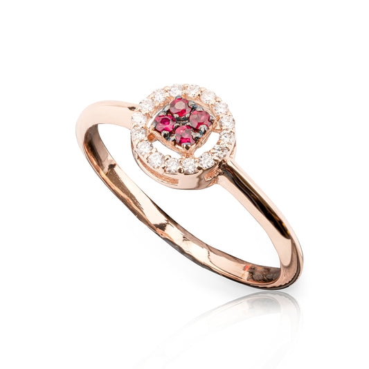 Anello Chic Rubini Rotondo