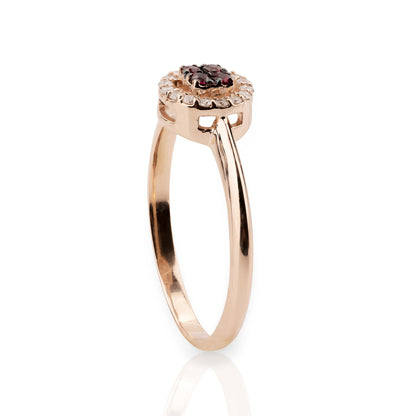 Anello Chic Rubini Rotondo