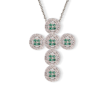 Collana Croce Chic Smeraldi Rotondi