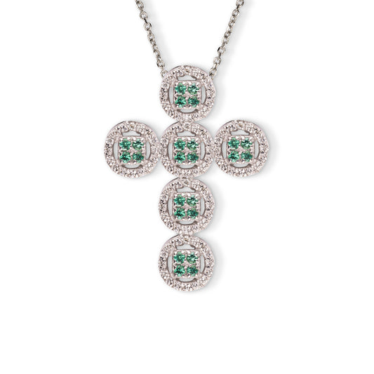 Collana Croce Chic Smeraldi Rotondi