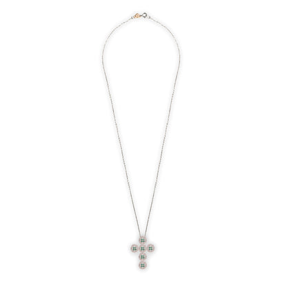Collana Croce Chic Smeraldi Rotondi