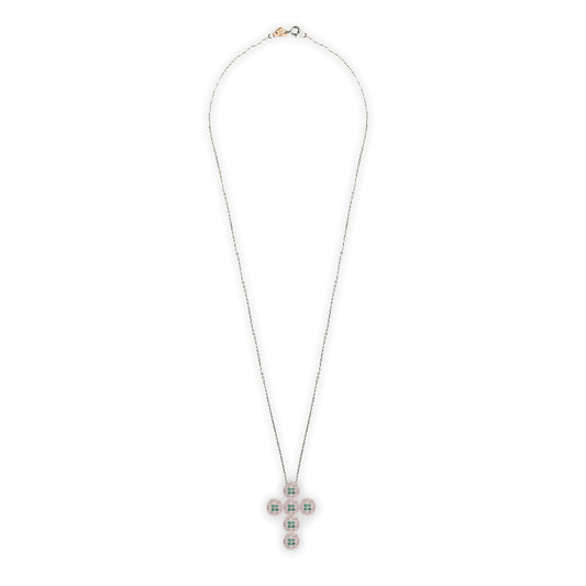 Collana Croce Chic Smeraldi Rotondi