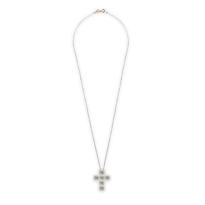 Collana Croce Chic Smeraldi Quadrati