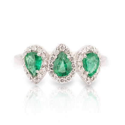 Anello Trilogy Fancy Smeraldi