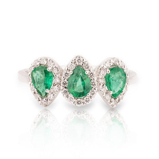 Anello Trilogy Fancy Smeraldi